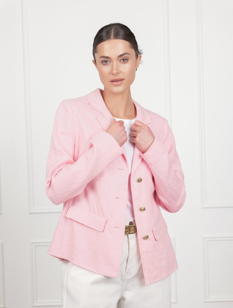 Peta Linen Blazer Pink - FINAL SALE - Zjoosh