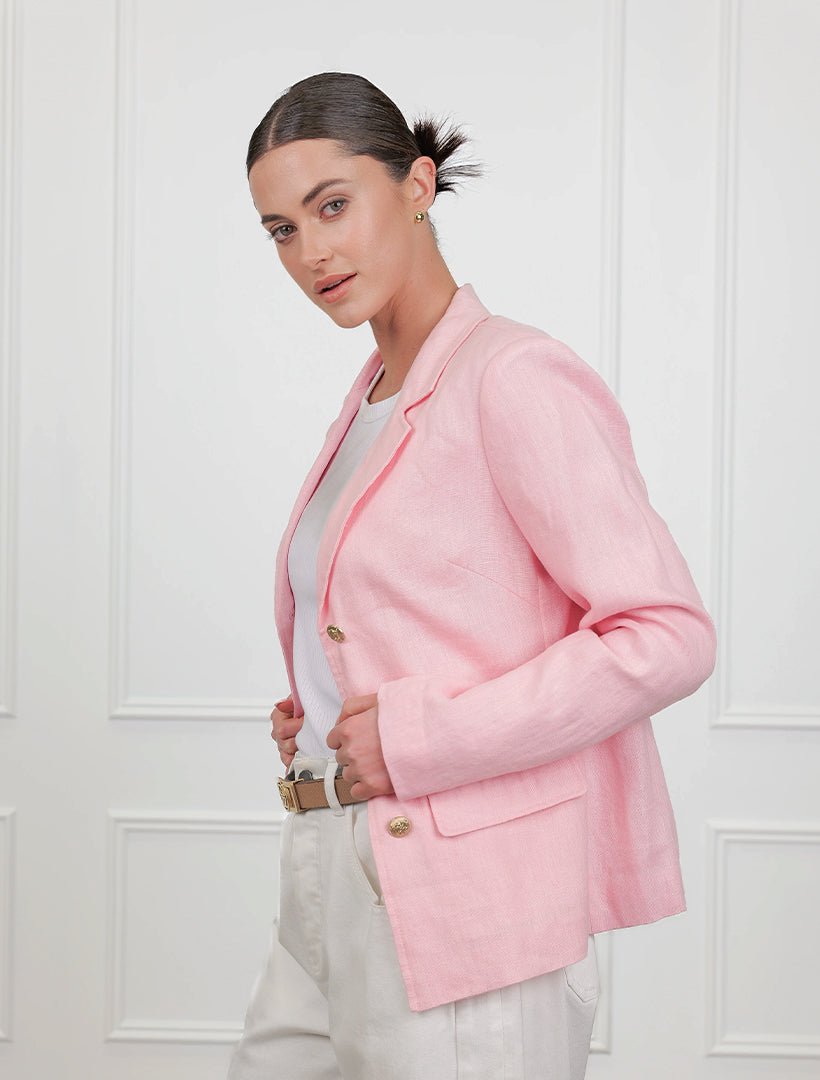 Peta Linen Blazer Pink - FINAL SALE - Zjoosh