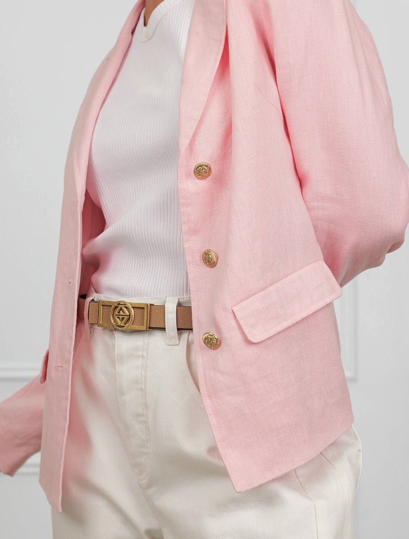 Peta Linen Blazer Pink - FINAL SALE - Zjoosh