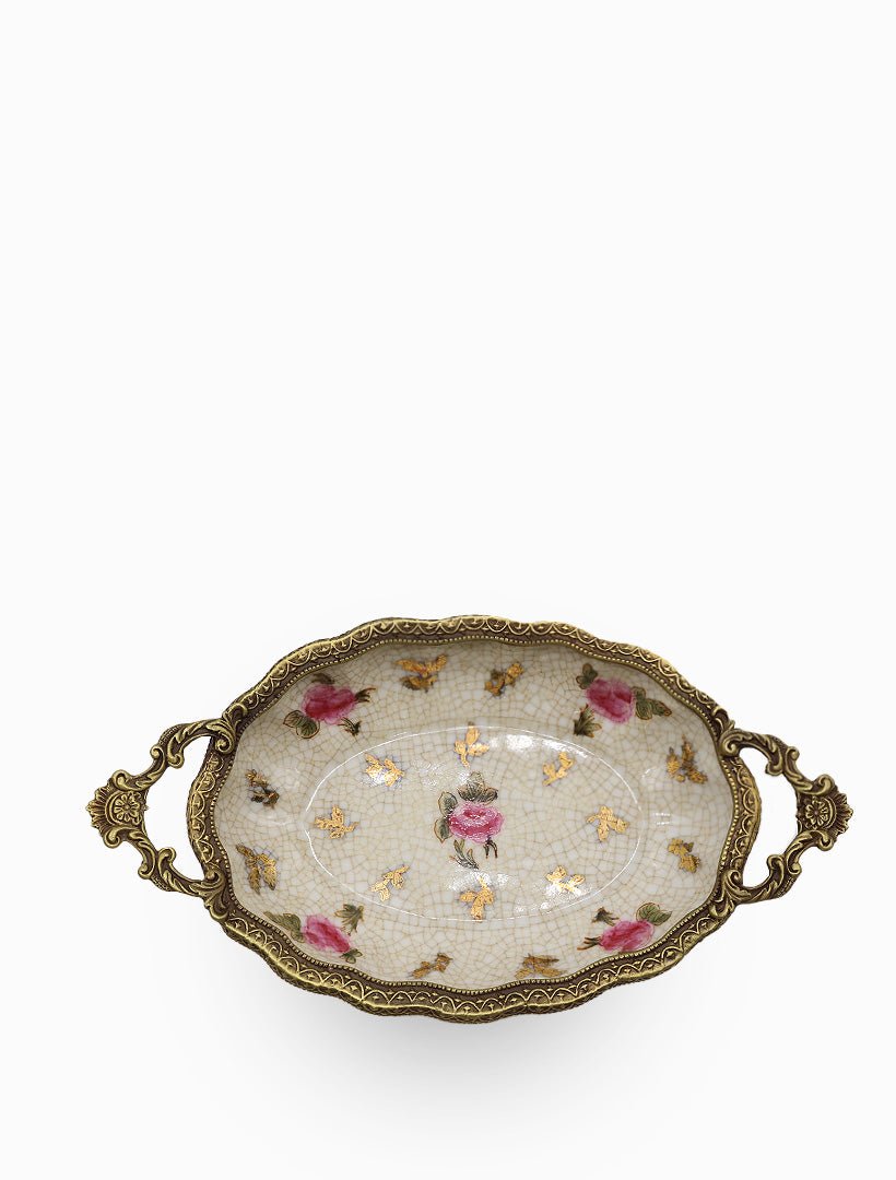 Pink Floral Dish with Handles - Zjoosh