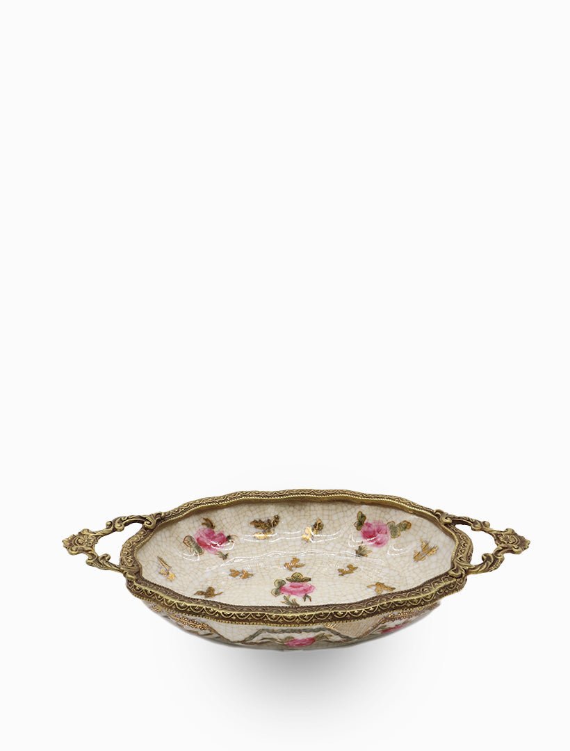 Pink Floral Dish with Handles - Zjoosh