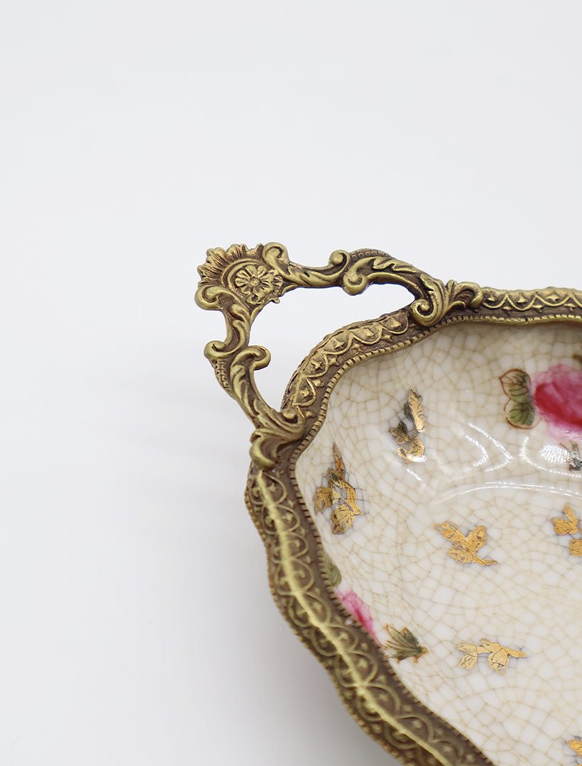 Pink Floral Dish with Handles - Zjoosh