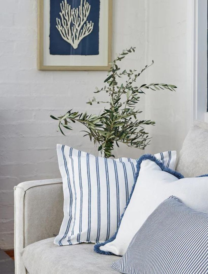 Provence Dark Blue Stripe Cushion 50cm x 50cm - Zjoosh