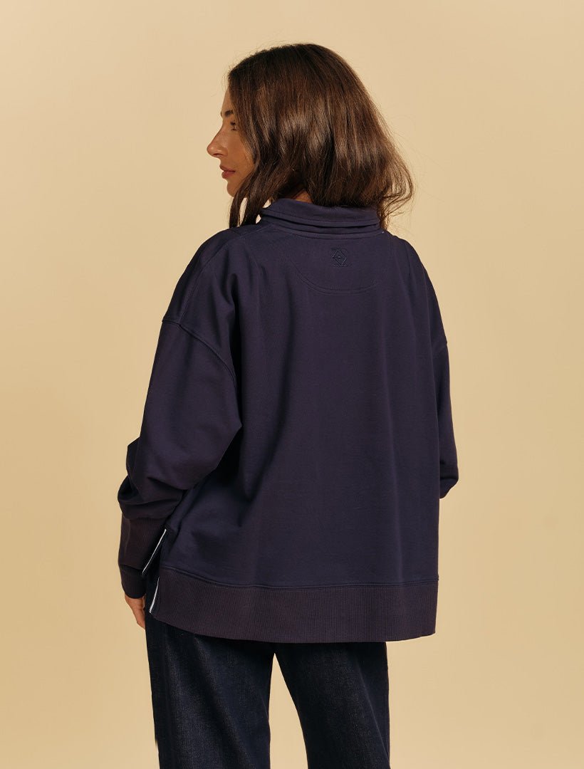 Queenstown Zip Through Sweatshirt Navy - Zjoosh