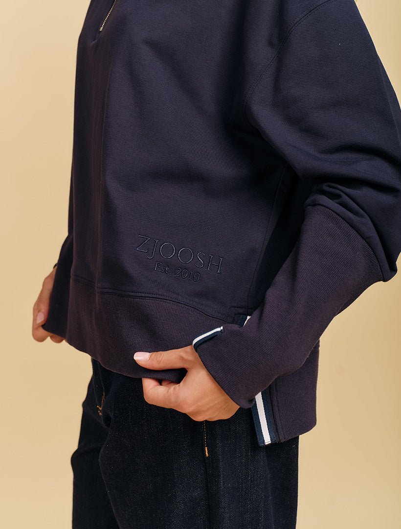 Queenstown Zip Through Sweatshirt Navy - Zjoosh