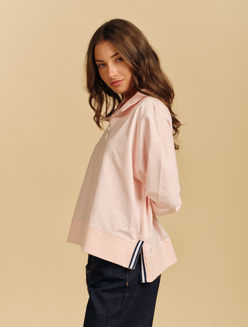 Queenstown Zip Through Sweatshirt Pink - Zjoosh