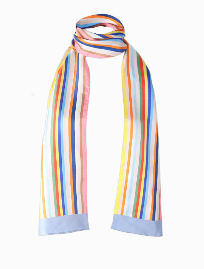 Detail - Colourful striped silk scarf 