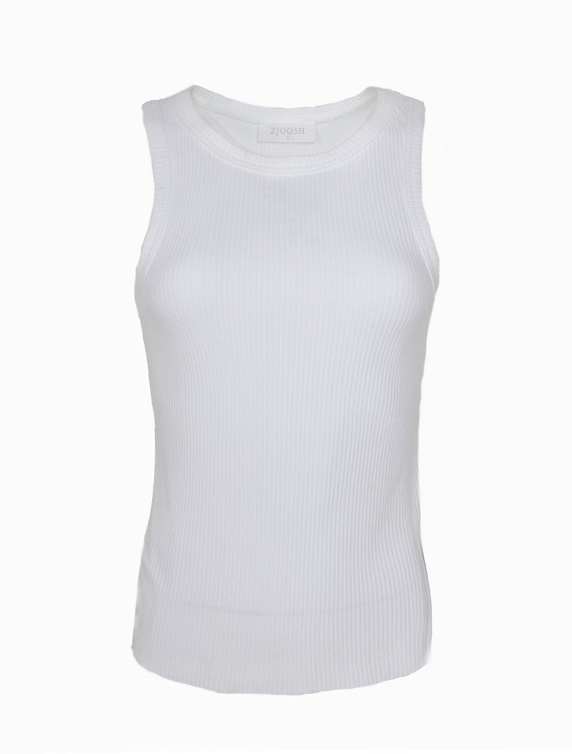 Raven Rib Tank White - Zjoosh