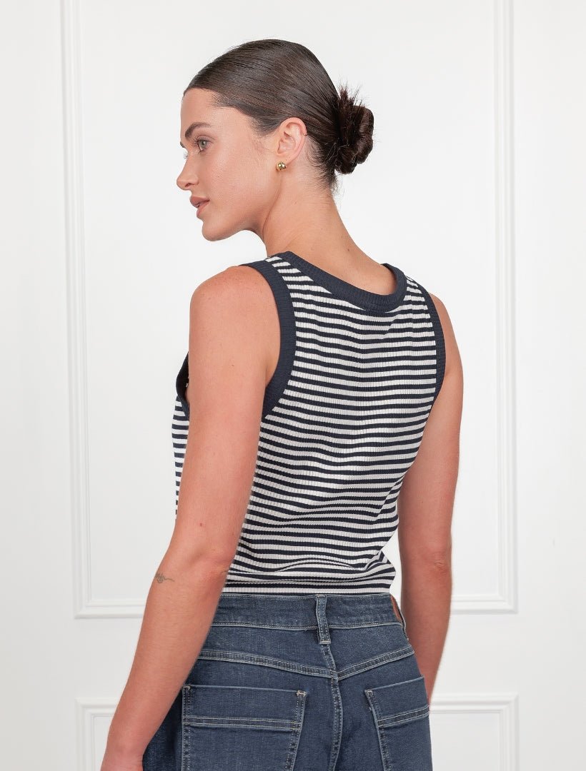 Raven Stripe Tank Navy White - FINAL SALE - Zjoosh