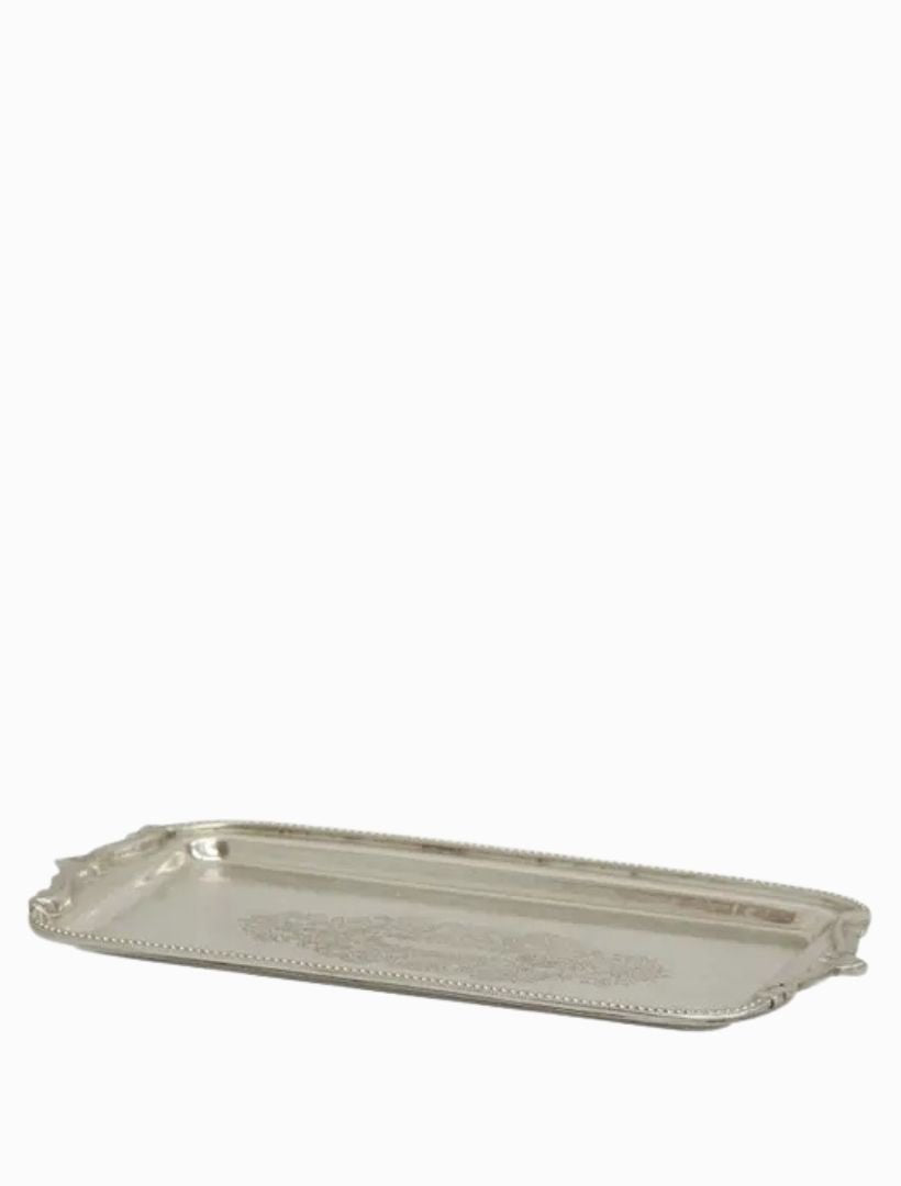 Rectangle Tray with Beading Silver - Zjoosh