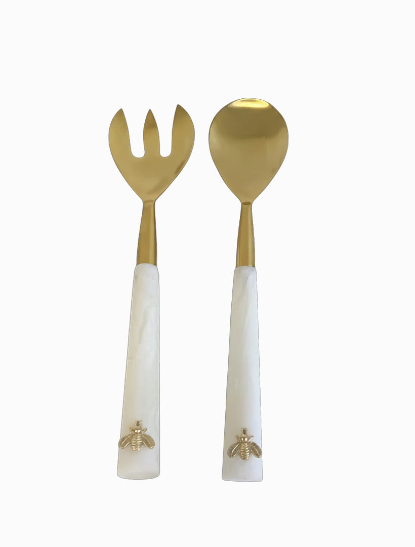 Resin Salad Servers White