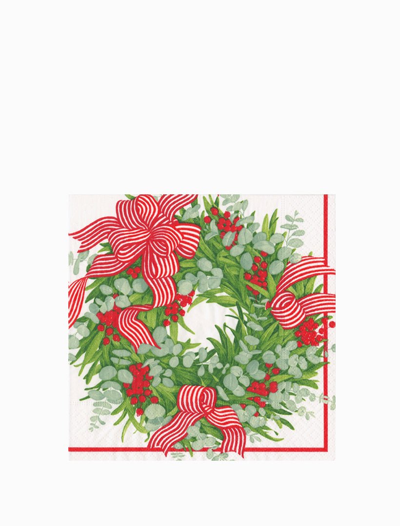 Ribbon Stripe Wreath - Cocktail Napkins - Zjoosh