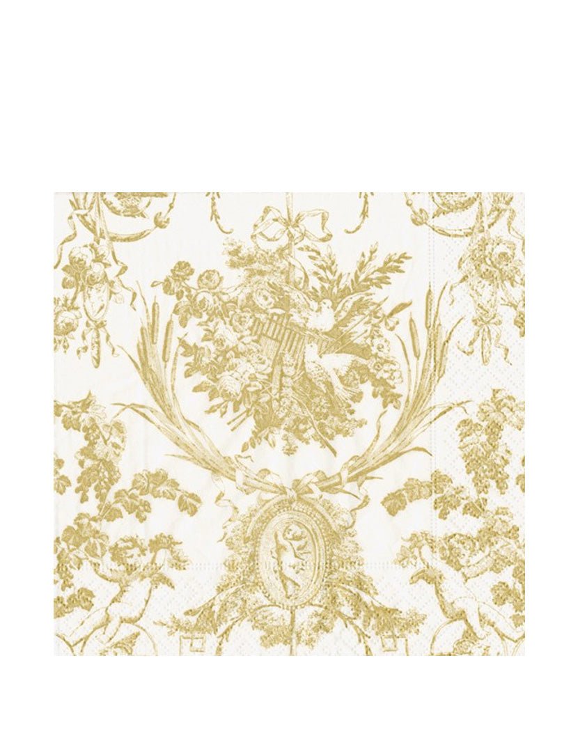 Romantic Toile Gold Lunch Napkins - Zjoosh