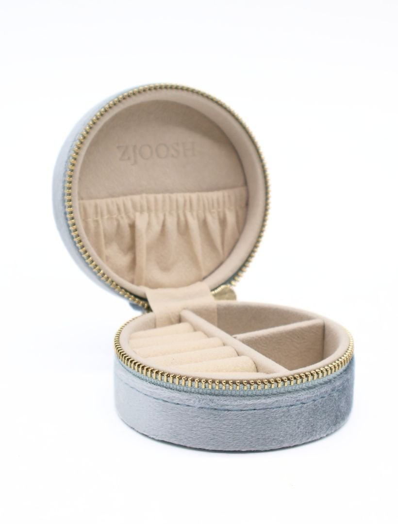 Round Jewellery Case Blue - Zjoosh