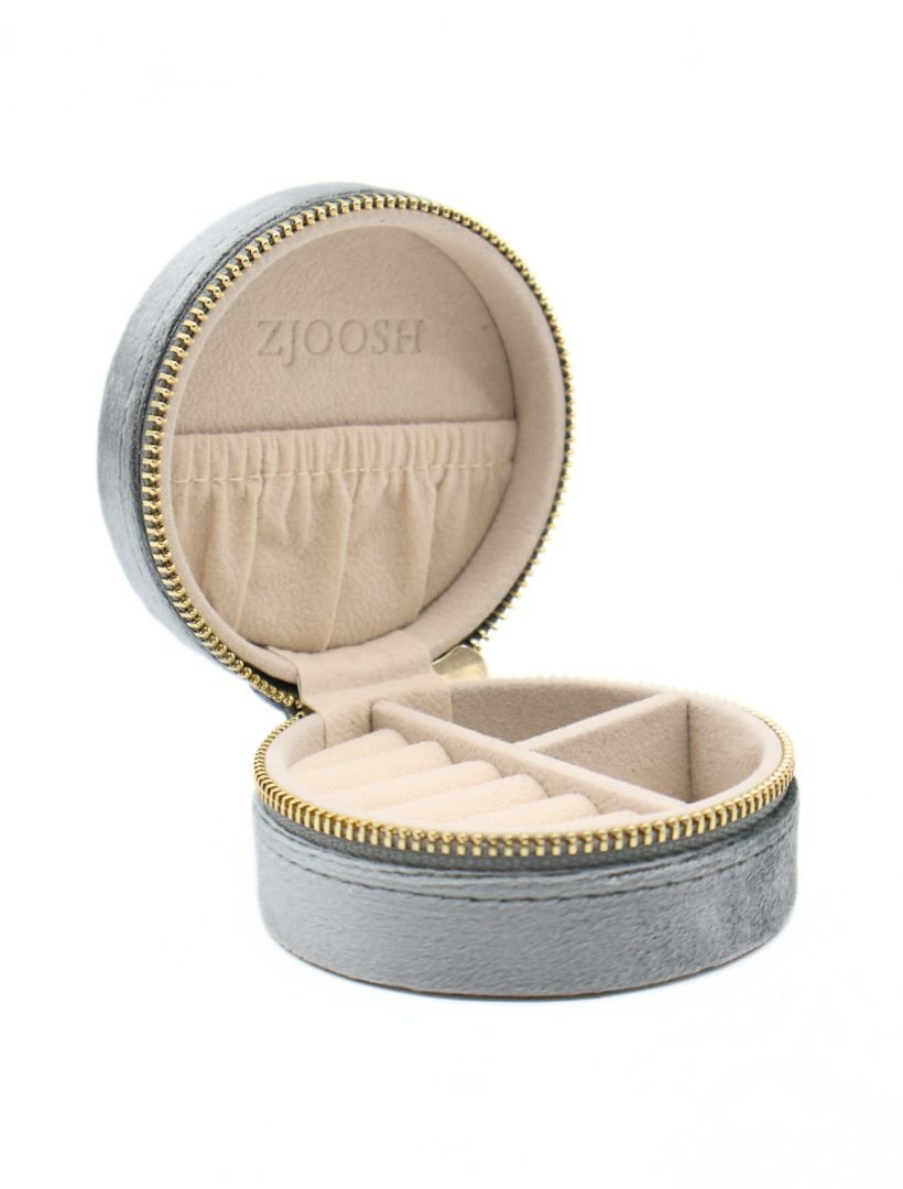 Round Jewellery Case Silver - Zjoosh