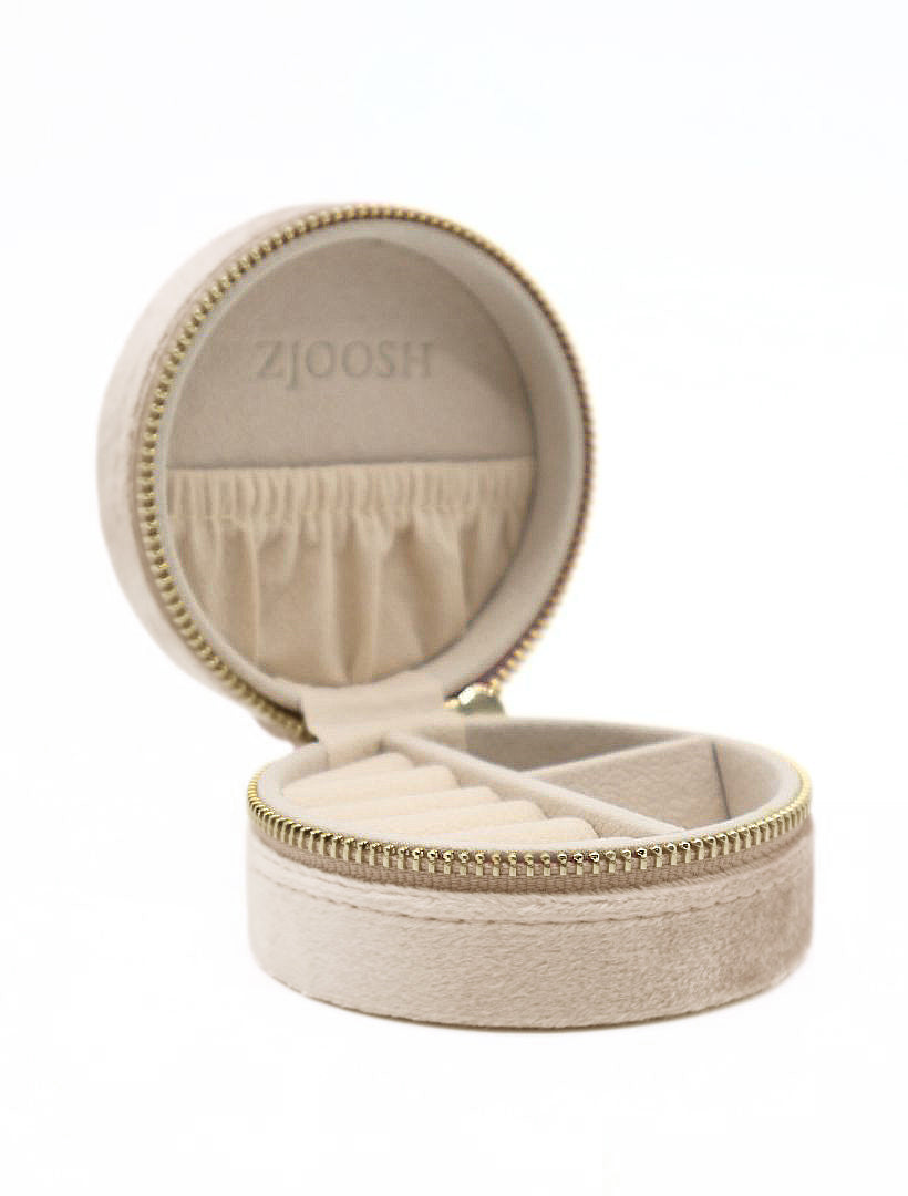 Round Jewellery Case Champagne