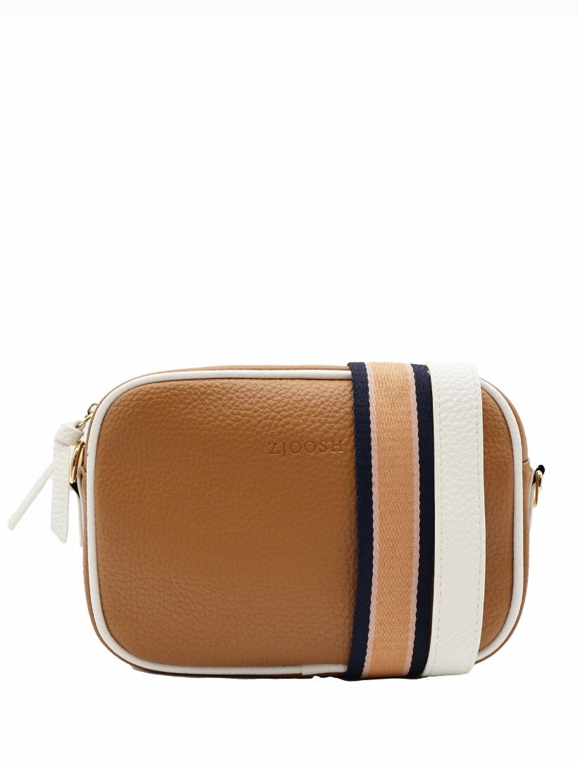 Ruby Sports Cross Body Bag Dual Tone Tan White - Zjoosh