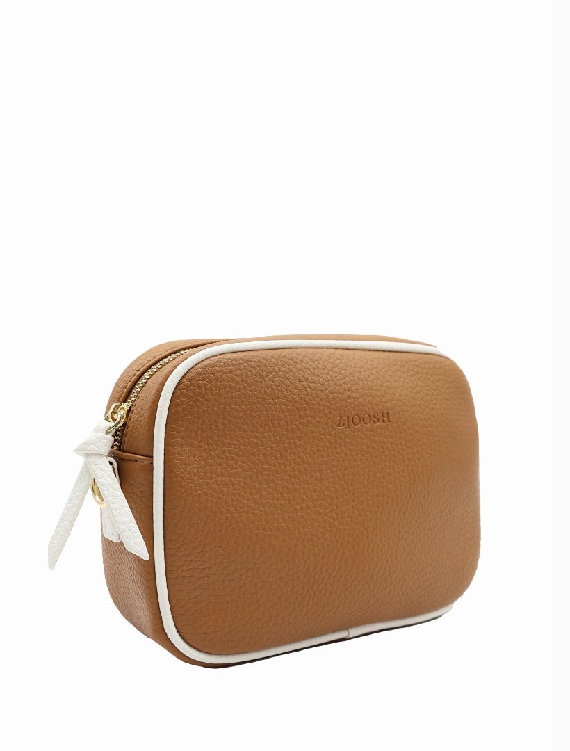 Ruby Sports Cross Body Bag Dual Tone Tan White - Zjoosh