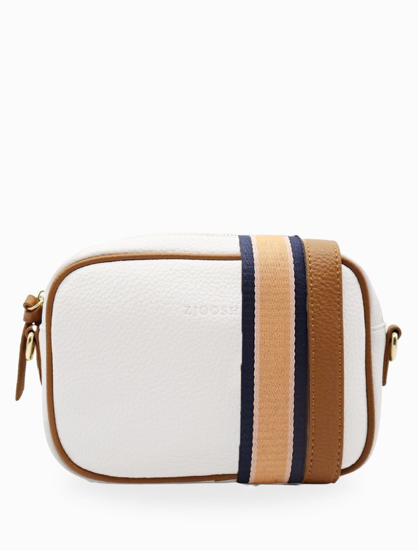 Ruby Sports Cross Body Bag Dual Tone White Tan - Zjoosh