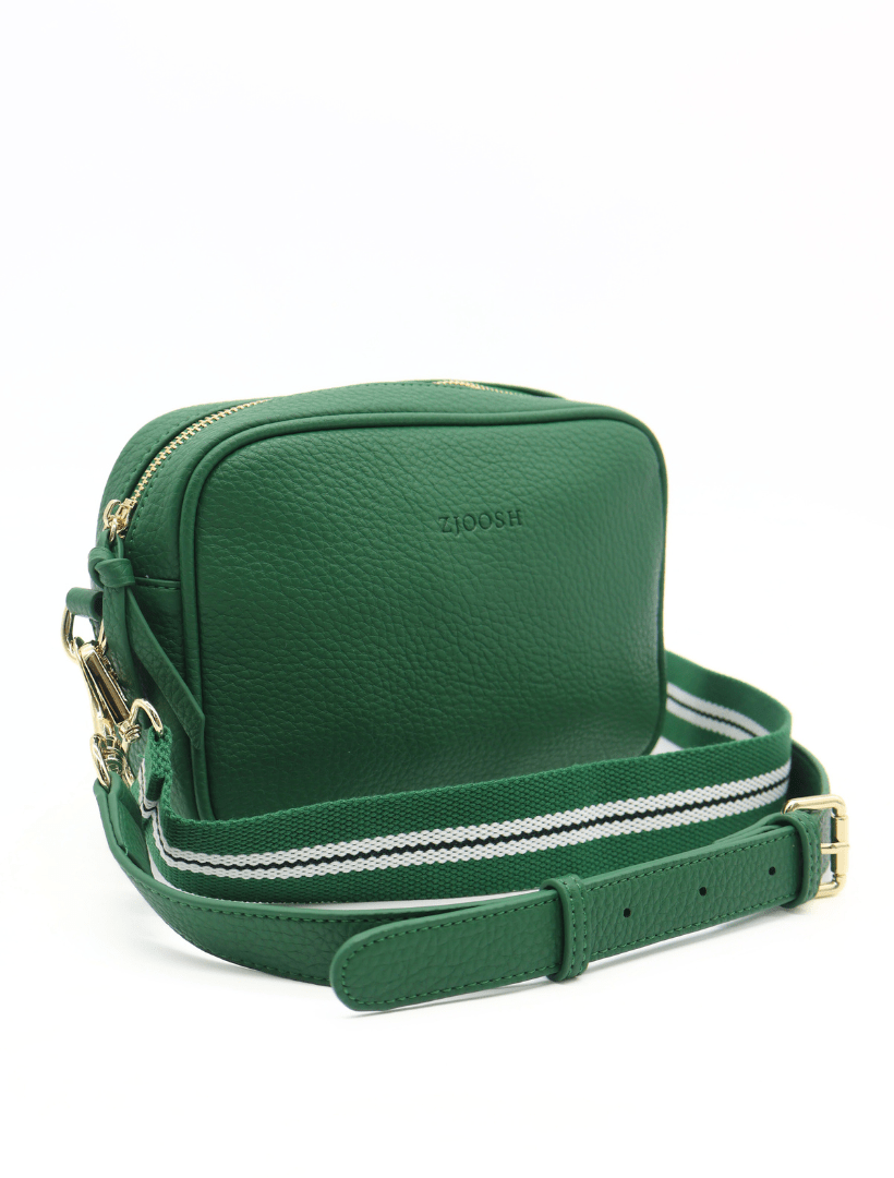 front view two straps meadow green cross body bag from zjoosh