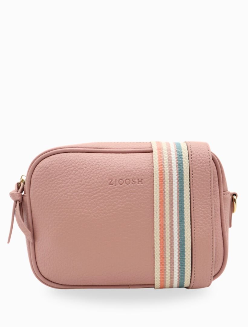 front view of pink cross body bag from zjoosh