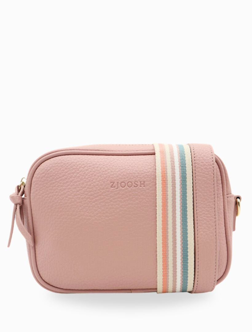 front view of pink cross body bag from zjoosh