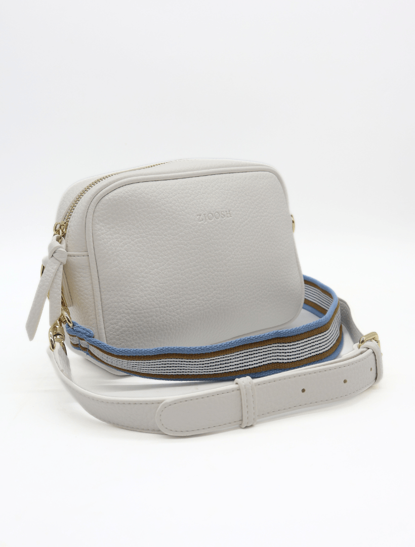 front view two straps white cross body bag from zjoosh
