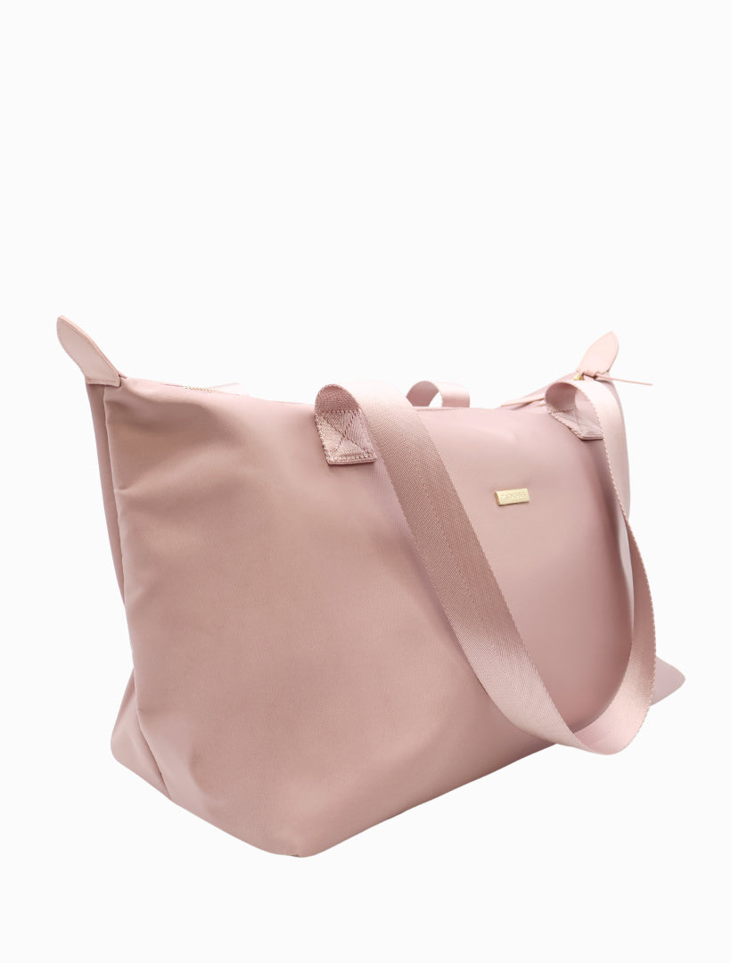 Side view - Nylon travel bag pink