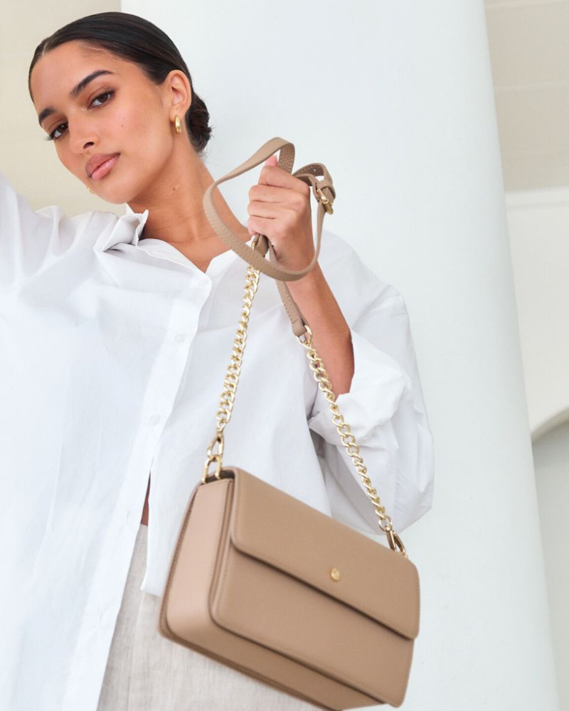 beige leather bag on sale