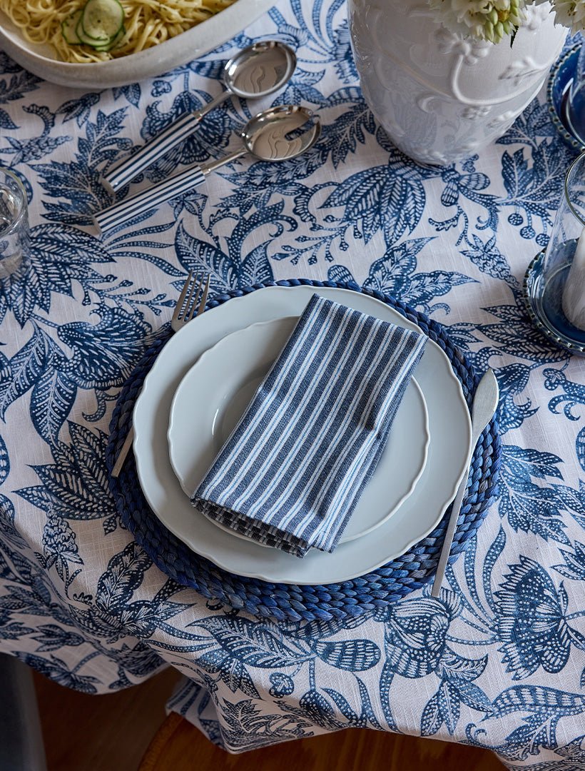 Samara Stripe Napkin Set of 4 Dark Blue - Zjoosh