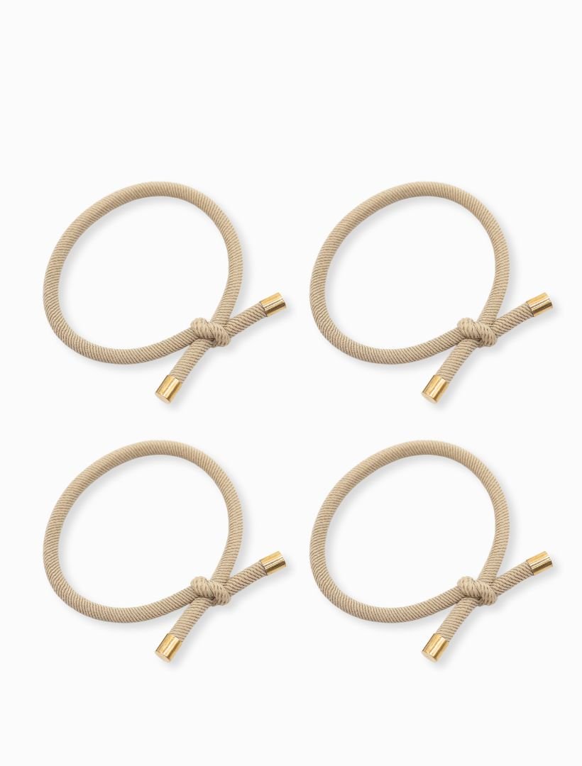 Sand Gold Tip Hair Ties Pack of 4 - Zjoosh