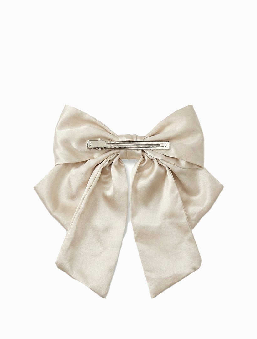 Satin Clip On Bow Champagne - Zjoosh