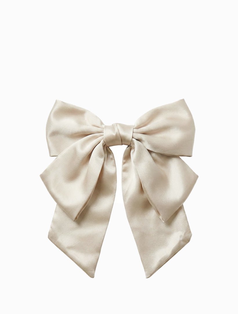 Satin Clip On Bow Champagne - Zjoosh