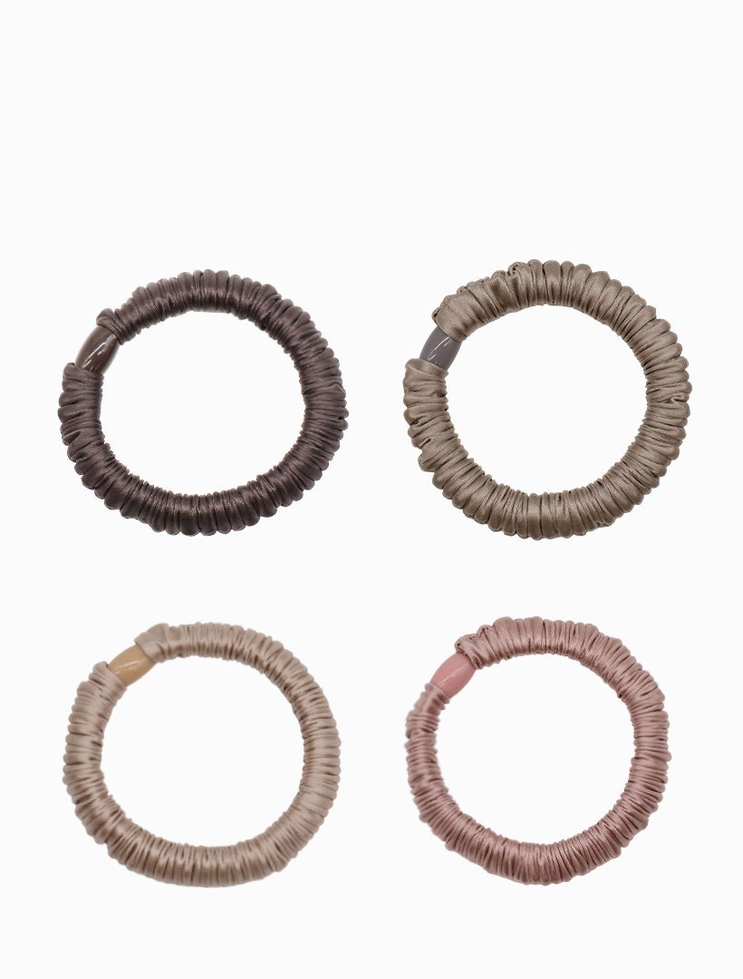 Satin Hair Ties Set of 4 Neutral - Zjoosh