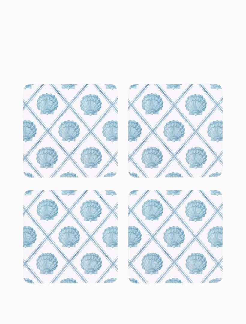 Scallop Check Square Coaster (Set of 4) - Zjoosh