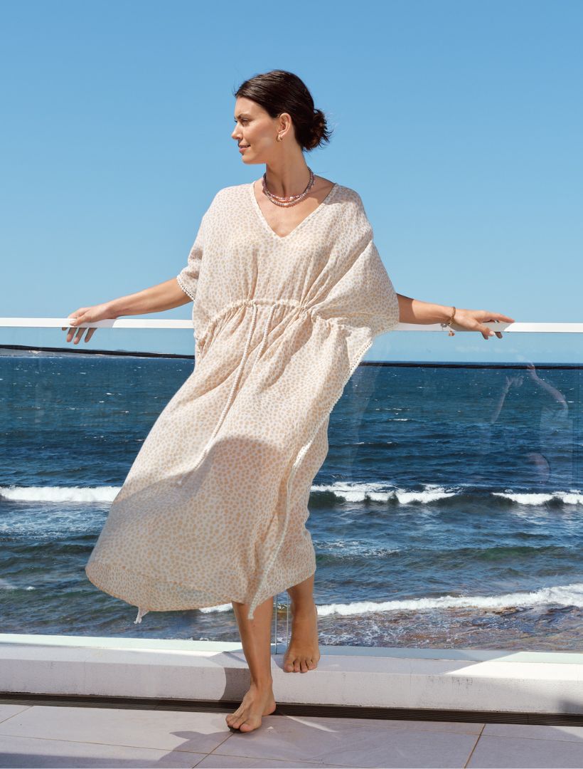 Sierra Animal Kaftan Nude