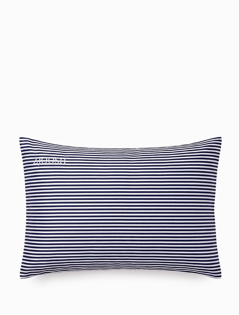 Silk Pillow Case Fine Stripes Navy White - Zjoosh