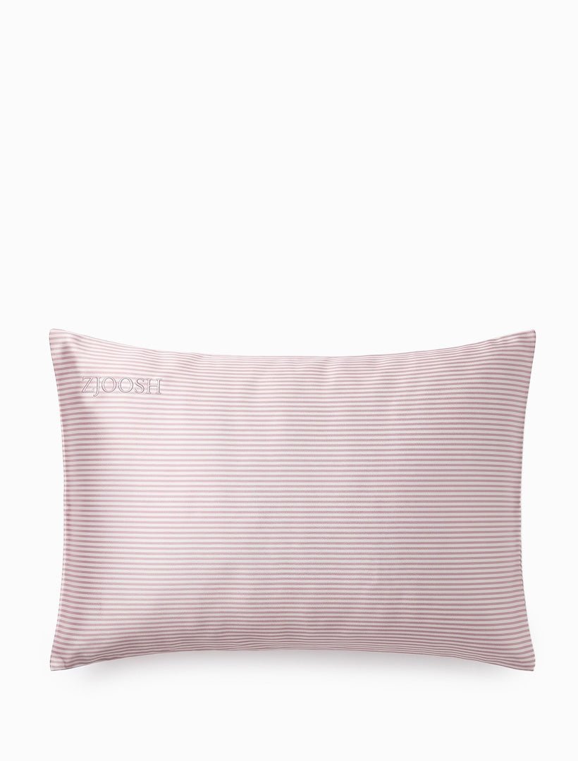 Silk Pillow Case Fine Stripes Pink White - Zjoosh