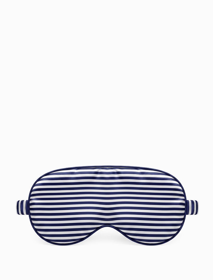 Silk Sleep Mask Fine Stripes Navy White - Zjoosh