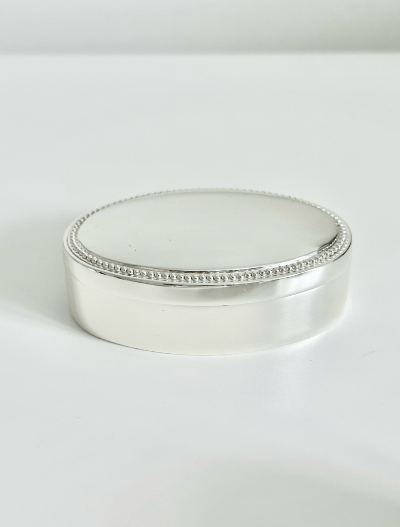 Silver Plated Oval Beaded Box - Zjoosh