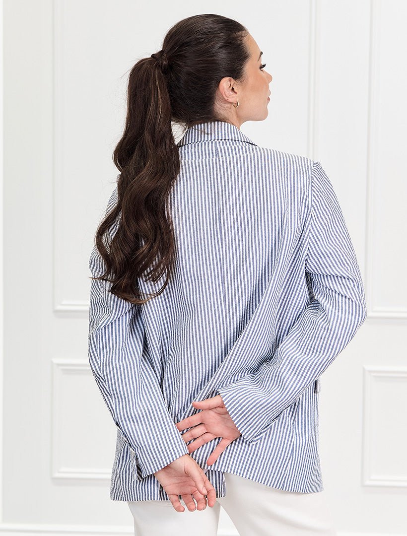 Sky Stripe Blazer Navy - FINAL SALE - Zjoosh