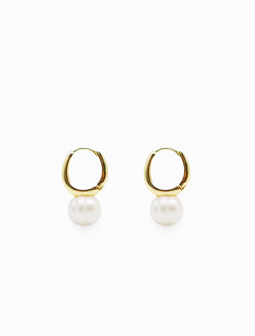 Small Oval Pearl Hoops - Zjoosh