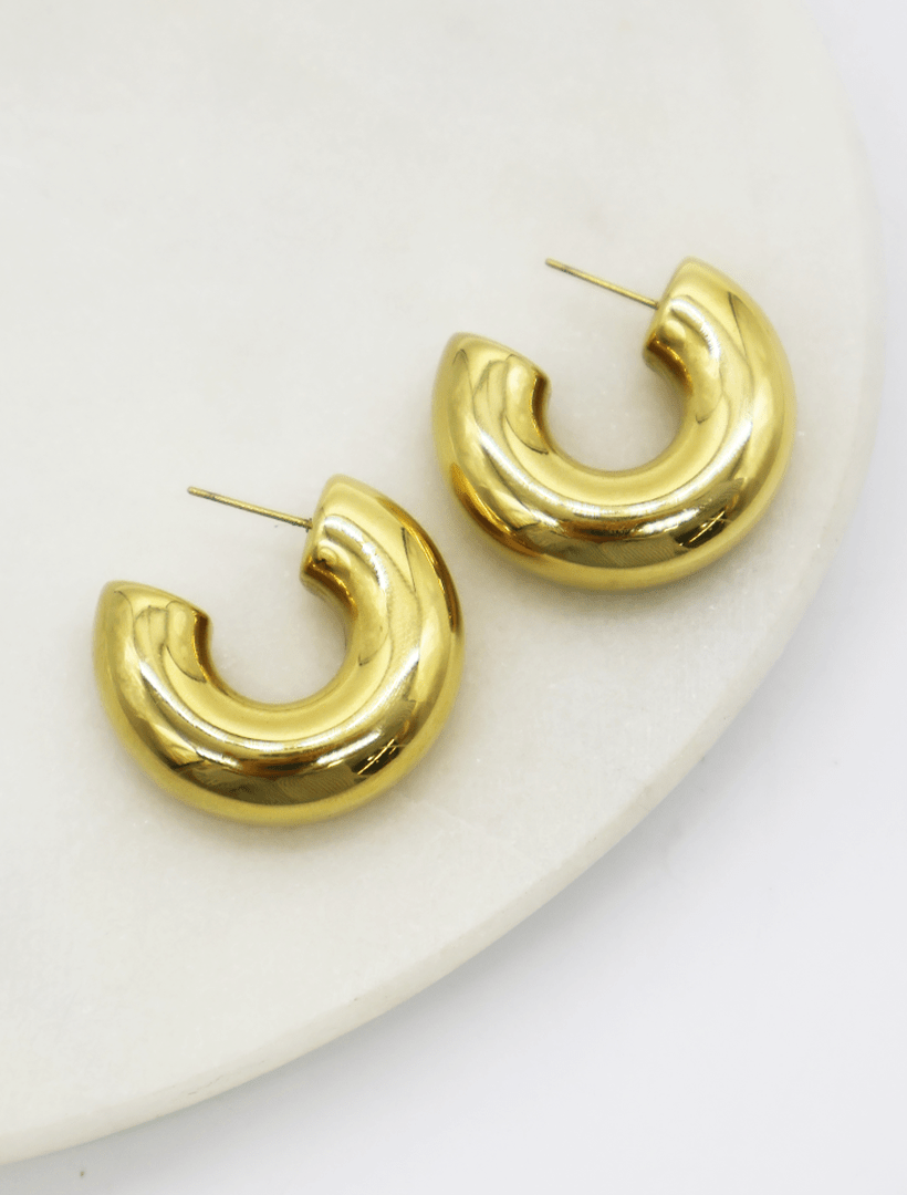 Small Thick Gold Hoops - Zjoosh