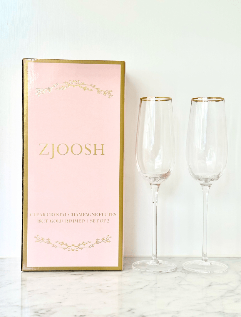 Soiree Crystal Champagne Flutes Clear (Set of 2) - Zjoosh