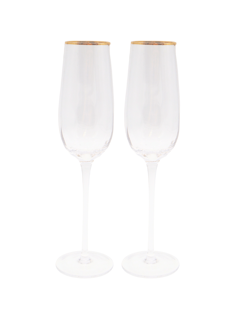 Soiree Crystal Champagne Flutes Clear (Set of 2) - Zjoosh