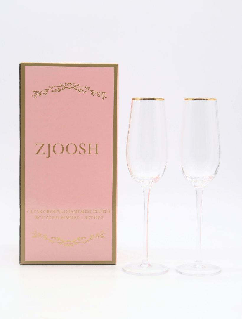 Soiree Crystal Champagne Flutes Clear (Set of 2) - Zjoosh