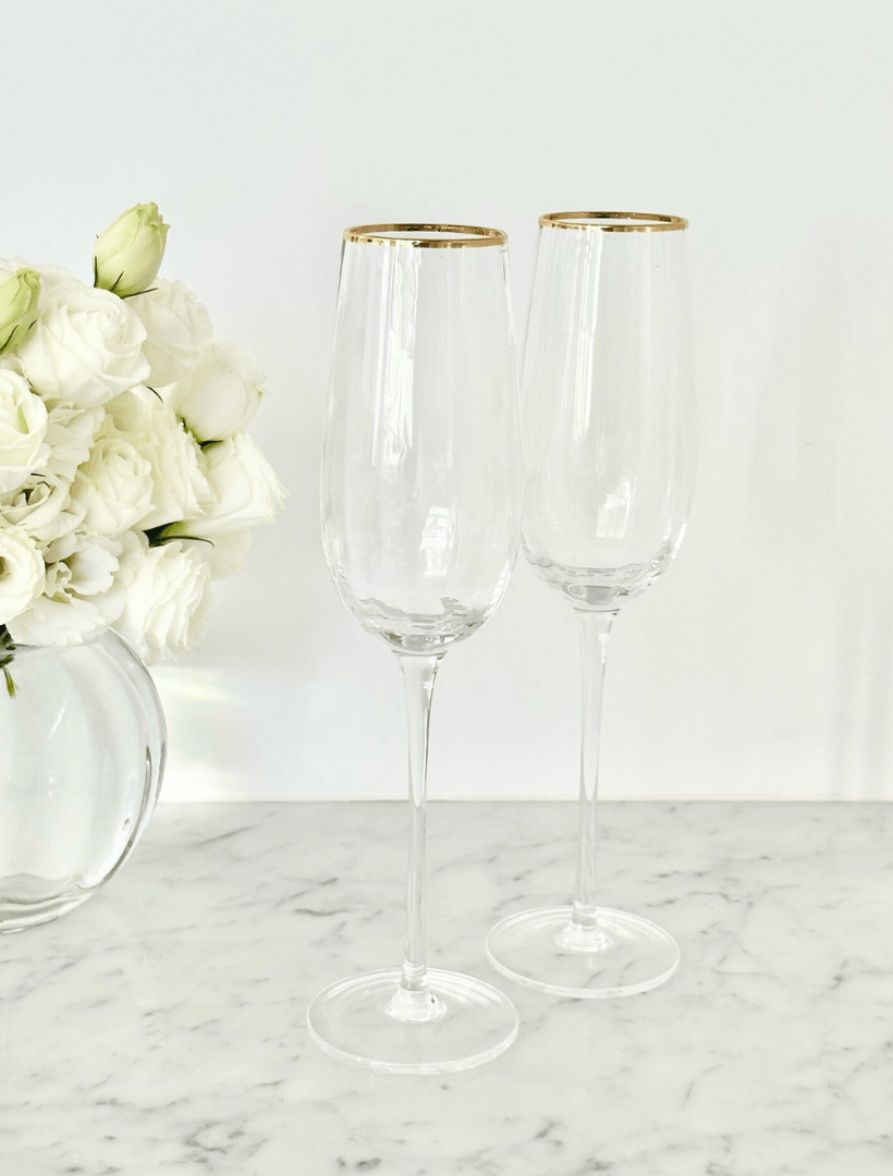 Soiree Crystal Champagne Flutes Clear (Set of 2) - Zjoosh