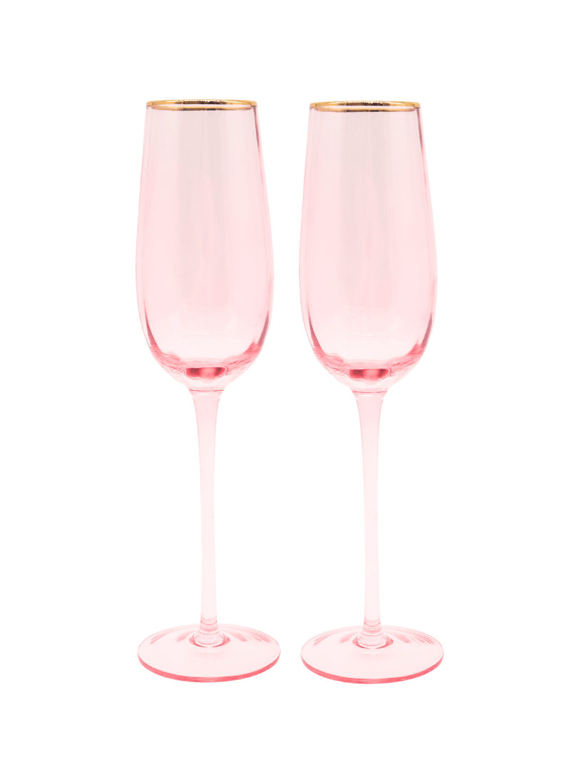 Soiree Crystal Champagne Flutes Pink (Set of 2) - Zjoosh