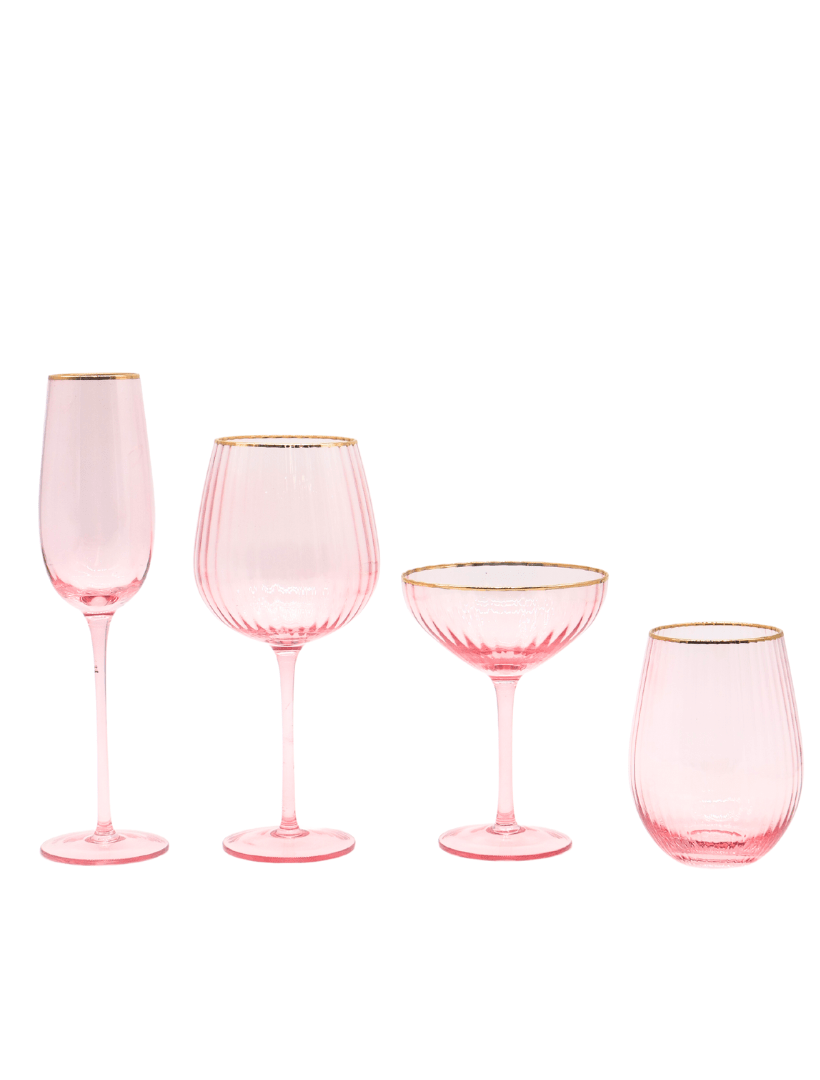 Soiree Crystal Champagne Flutes Pink (Set of 2) - Zjoosh