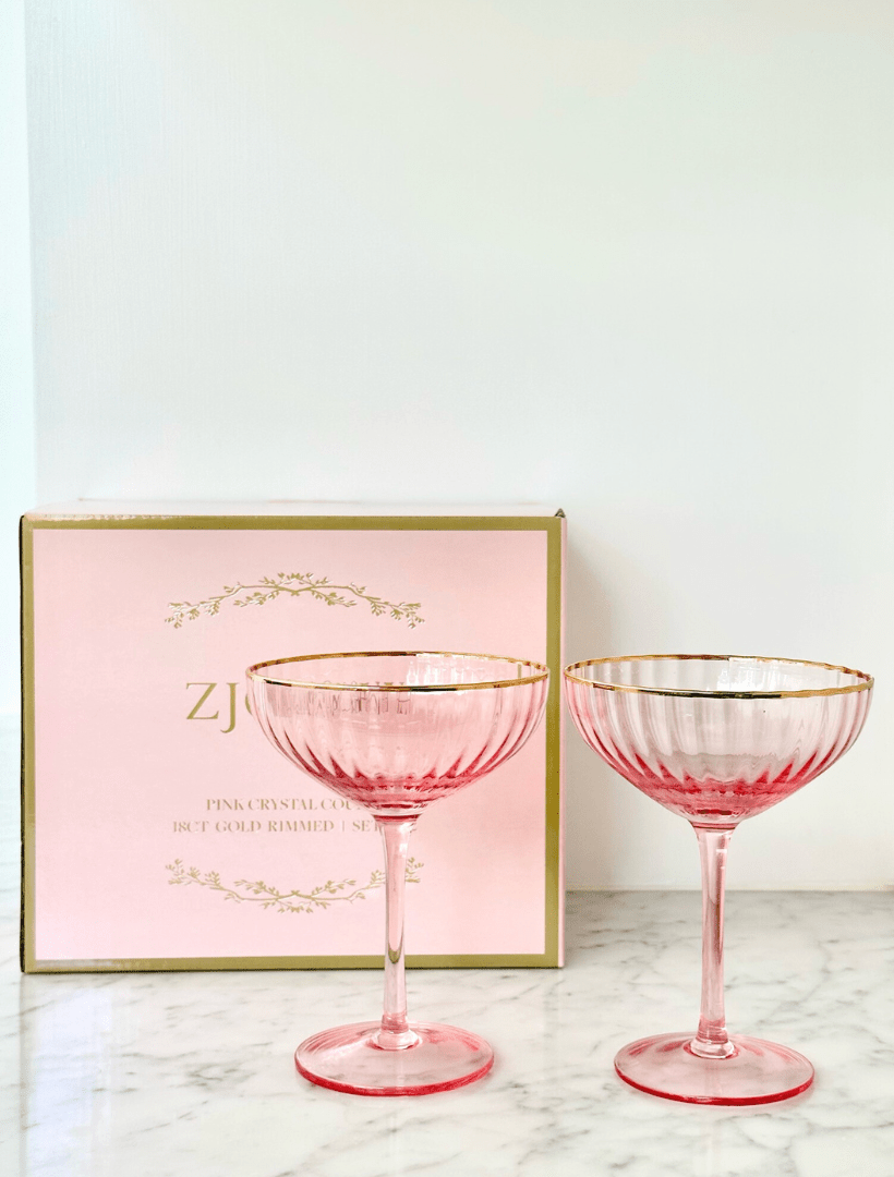 Soiree Crystal Coupes Pink (Set of 2) - Zjoosh